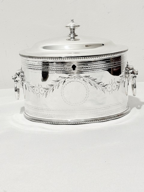Antique Silver Plated Tea Caddy with Adam Style Finial