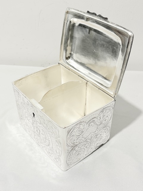 Antique Elkington & Company Rectangular Silver Plated Tea Caddy