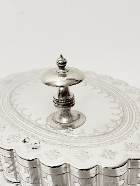 Antique Oval Silver Plated Tea Caddy with Lions Head Handles