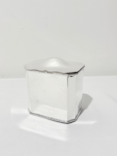 Rectangular Antique Silver Plated Tea Caddy with Canted Corners Rectangular Antique Silver Plated Tea Caddy with Canted Corners