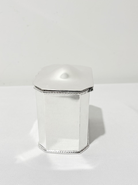 Rectangular Antique Silver Plated Tea Caddy with Canted Corners Rectangular Antique Silver Plated Tea Caddy with Canted Corners