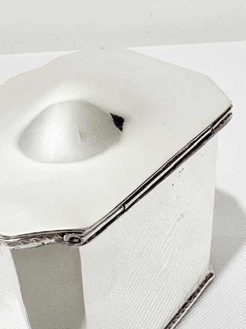 Rectangular Antique Silver Plated Tea Caddy with Canted Corners Rectangular Antique Silver Plated Tea Caddy with Canted Corners