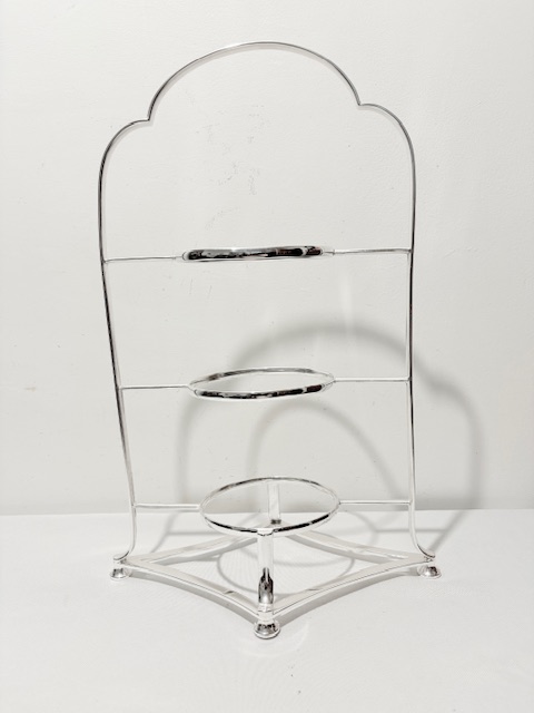 Sturdy Antique Silver Plated Three Tier Cake Stand