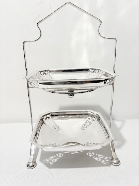 Vintage Silver Plated Two Tier Cake Stand with its Original Plates