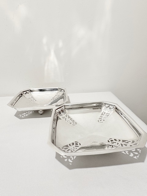 Vintage Silver Plated Two Tier Cake Stand with its Original Plates