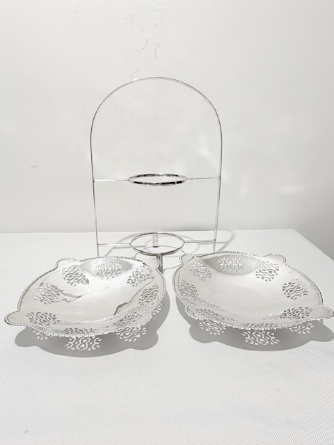 Vintage Silver Plated Cake Stand with Two Tiers and Removable Plates