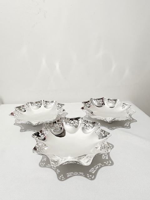 Antique Silver Plated Three Tier Cake Stand on 4 Curled Feet Antique Silver Plated Three Tier Cake Stand on 4 Curled Feet