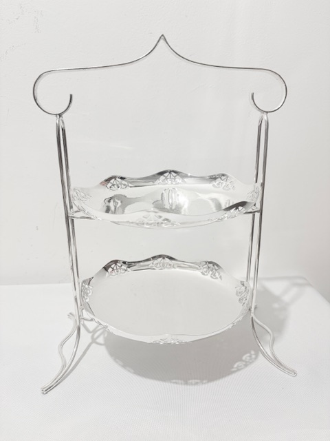 Vintage Silver Plated Two Tier Cake Stand with Original Removeable Plates