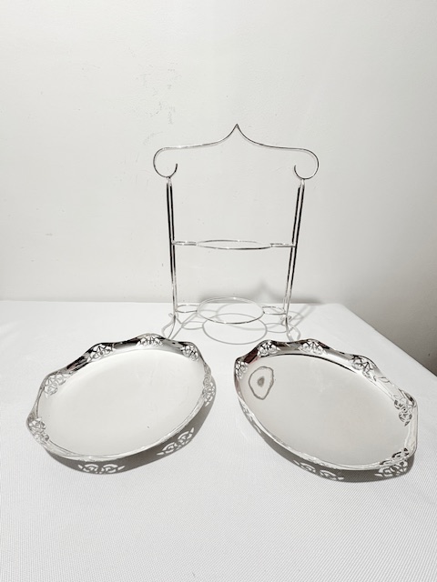 Vintage Silver Plated Two Tier Cake Stand with Original Removeable Plates Vintage Silver Plated Two Tier Cake Stand with Original Removeable Plates