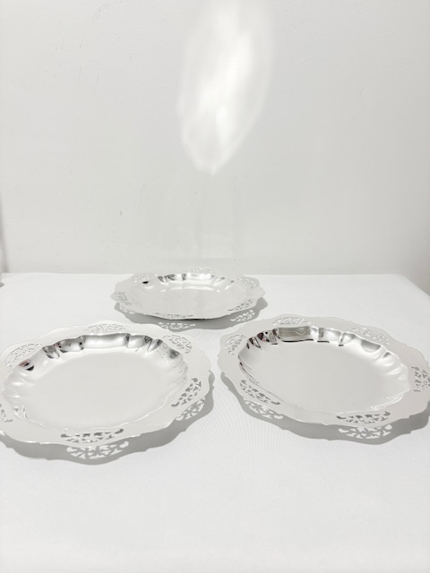 Vintage Silver Plated Cake Stand with Removable Plates Having Raised Edges Vintage Silver Plated Cake Stand with Removable Plates Having Raised Edges