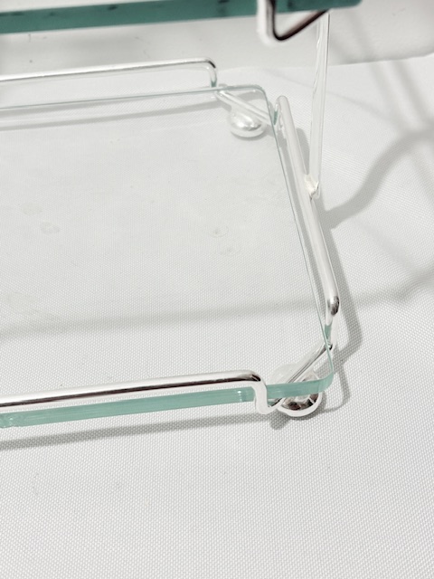 Vintage Silver Plated and Glass Two Tier Cake Stand