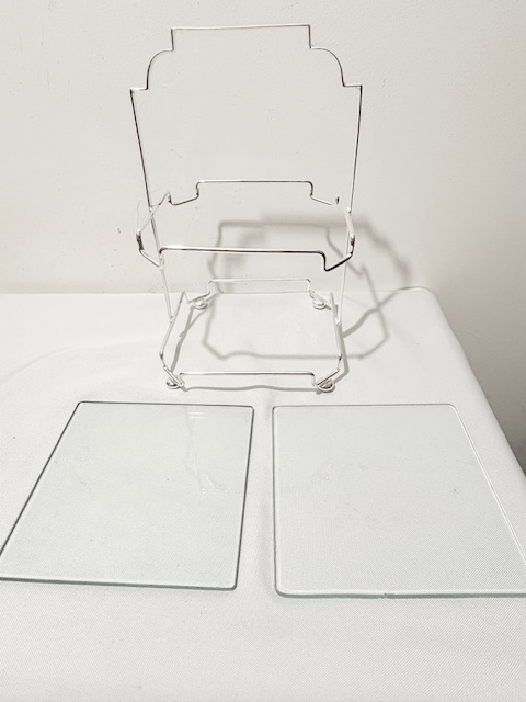 Vintage Silver Plated and Glass Two Tier Cake Stand