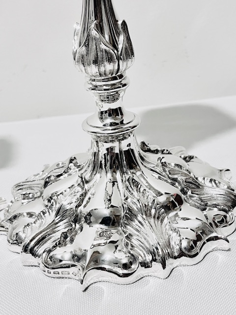 Pair of Antique Elkington Cast Silver Plated Candlesticks