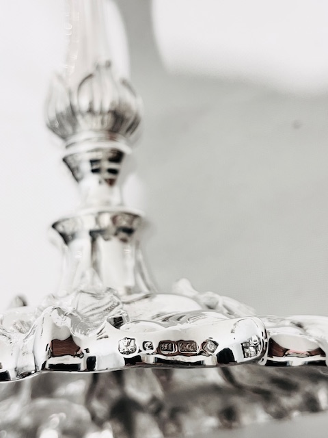 Pair of Antique Elkington Cast Silver Plated Candlesticks