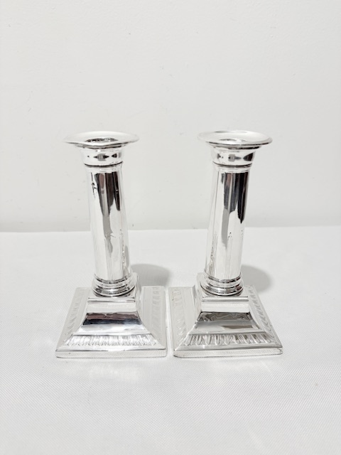 Smart Pair of Antique Silver Plated Candlesticks