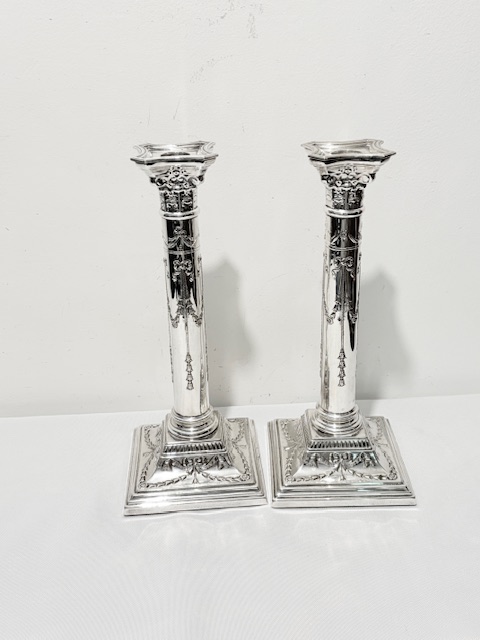 Vintage Pair of Silver Plated Candlesticks with Little Wear