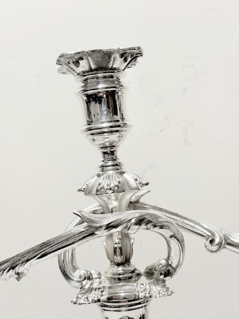 Handsome Pair of Elkington & Co Antique Silver Plated Candelabra Handsome Pair of Elkington & Co Antique Silver Plated Candelabra