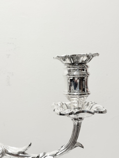 Handsome Pair of Elkington & Co Antique Silver Plated Candelabra Handsome Pair of Elkington & Co Antique Silver Plated Candelabra