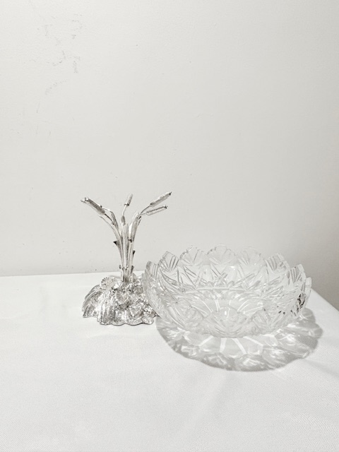 Antique Silver Plated and Cut Glass Centrepiece on a Rocky Base Antique Silver Plated and Cut Glass Centrepiece on a Rocky Base