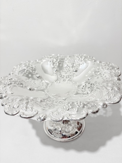 Antique Silver Plated Comport on Tall Pedestal Base Antique Silver Plated Comport on Tall Pedestal Base