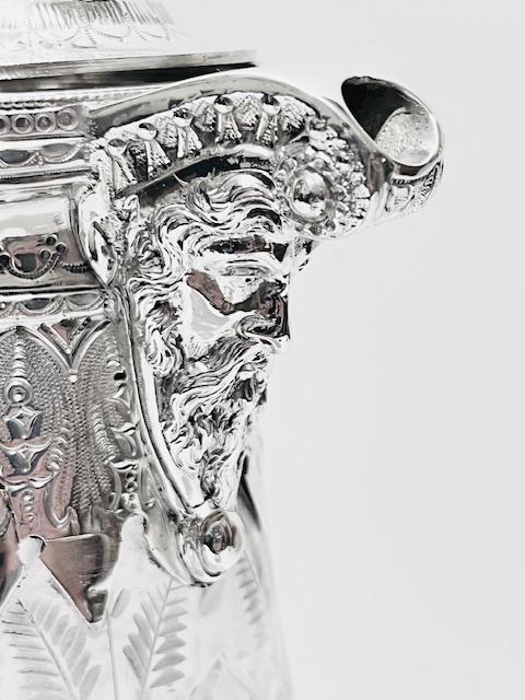 Elaborate Antique Silver Plated and Glass Claret Jug