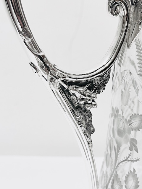 Elaborate Antique Silver Plated and Glass Claret Jug