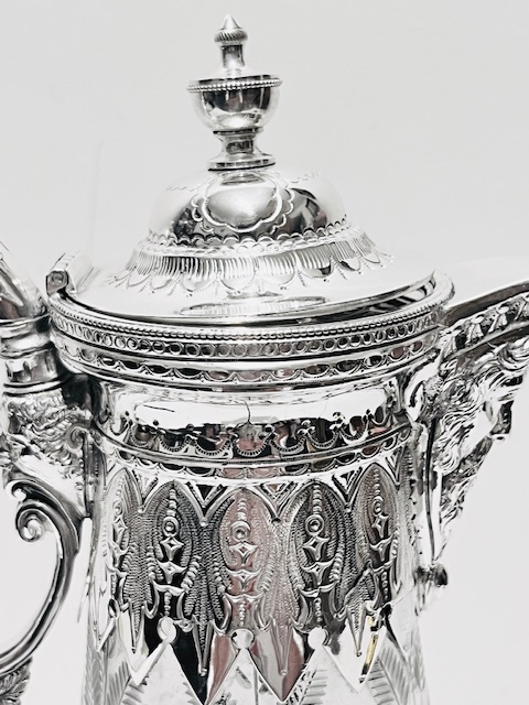 Elaborate Antique Silver Plated and Glass Claret Jug