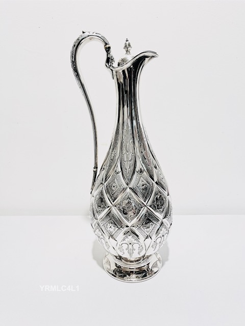 Handsome Antique Silver Plated Claret Jug with Acorn Finial