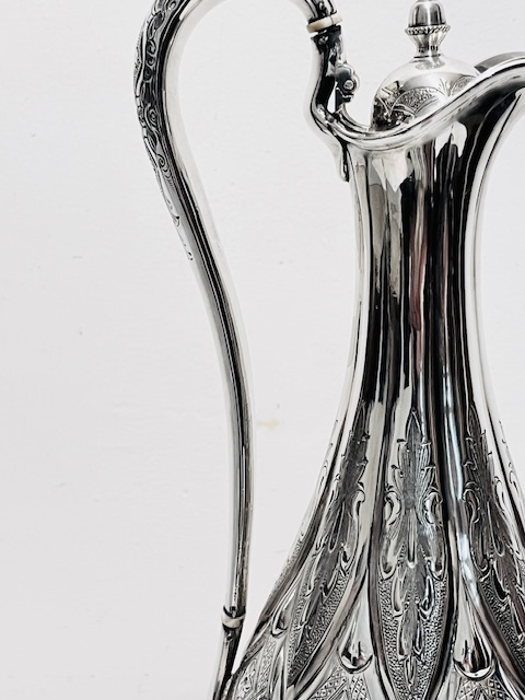 Handsome Antique Silver Plated Claret Jug with Acorn Finial