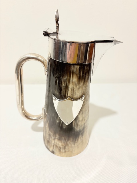 Unusual Antique Silver Plated and Cow Horn Claret Jug