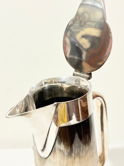 Unusual Antique Silver Plated and Cow Horn Claret Jug Unusual Antique Silver Plated and Cow Horn Claret Jug