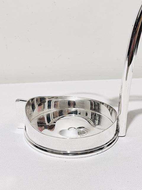 Antique Silver Plated Wine Bottle Holder with Curved Handle