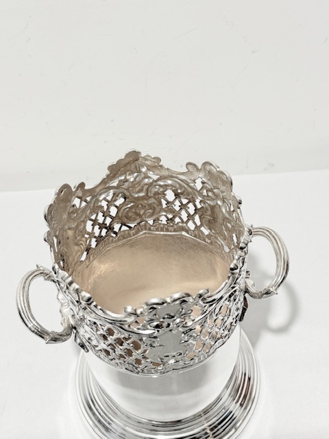 Antique Silver Plated Wine Bottle Sleeve with Two Side Handles