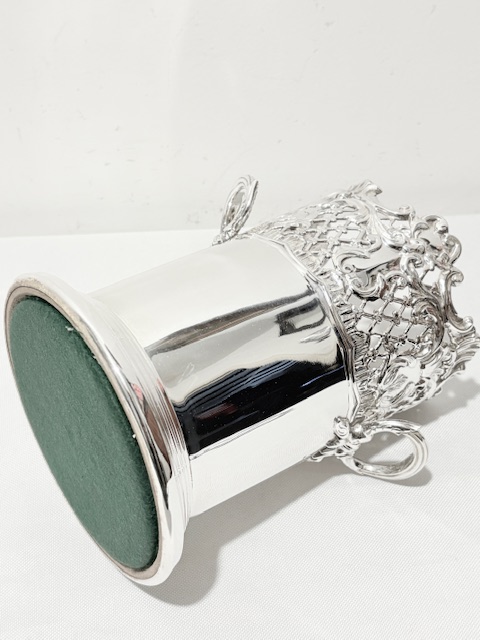 Antique Silver Plated Wine Bottle Sleeve with Two Side Handles