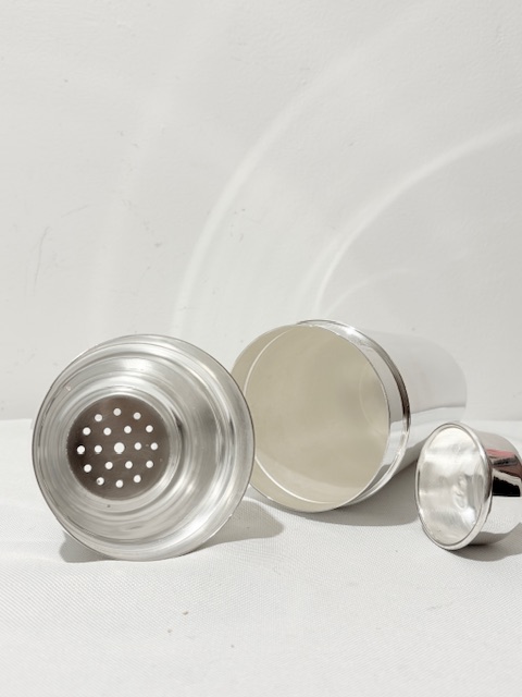 Antique Silver Plated Three Piece Cocktail Shaker Antique Silver Plated Three Piece Cocktail Shaker