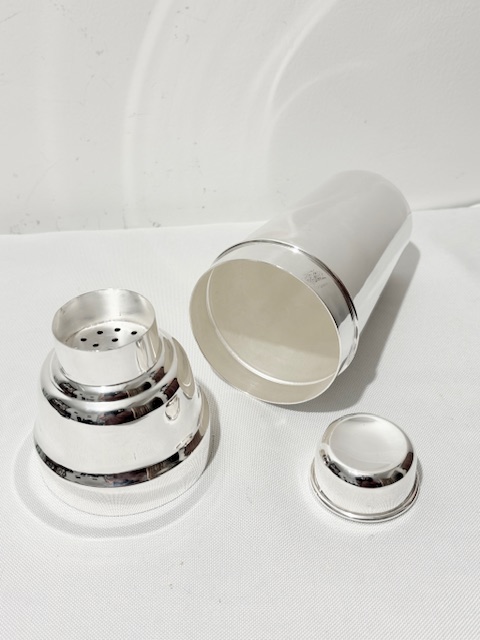 Antique Silver Plated Three Piece Cocktail Shaker Antique Silver Plated Three Piece Cocktail Shaker