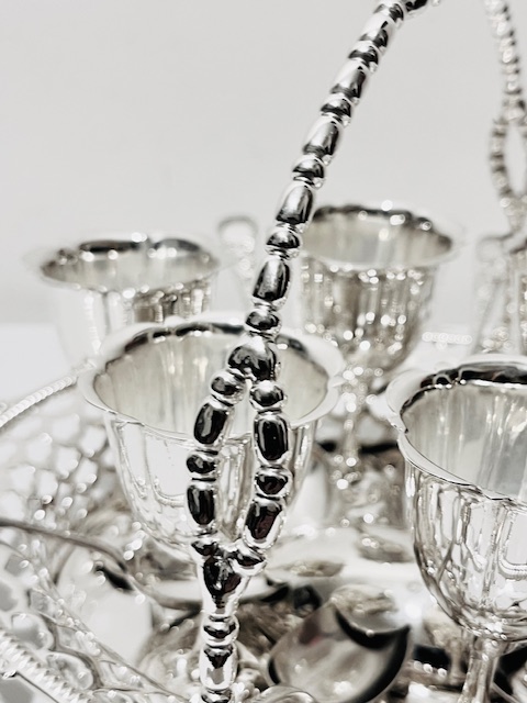 Antique Silver Plated Egg Cruet Shaped Like a Flower Basket