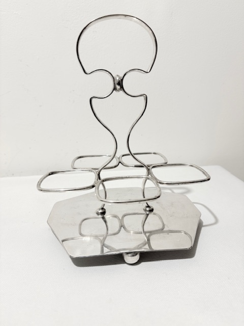 Antique Silver Plated and 5 Cut Glass Bottle Cruet Antique Silver Plated and 5 Cut Glass Bottle Cruet