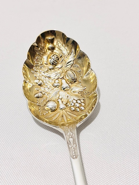 Antique Silver Plated Berry, Fruit or Dessert Serving Spoon