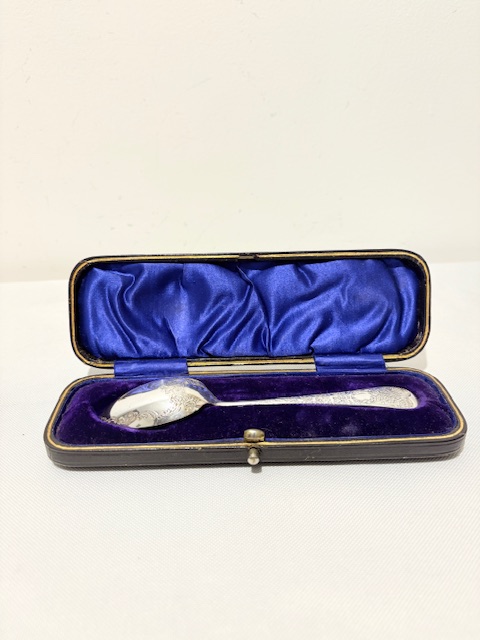 Antique Silver Plated Tea Spoon in Original Presentation Box