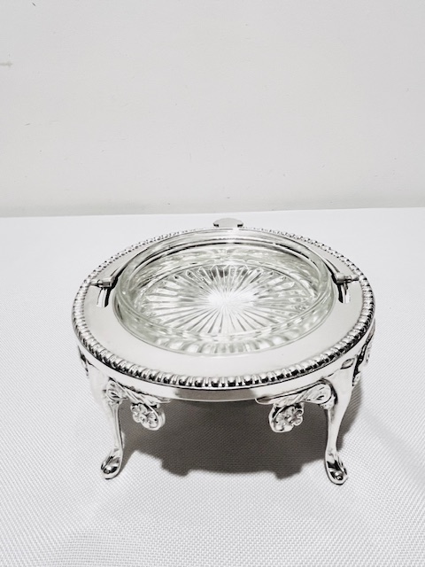 Vintage Silver Plated Rollover Top Butter or Caviar Dish