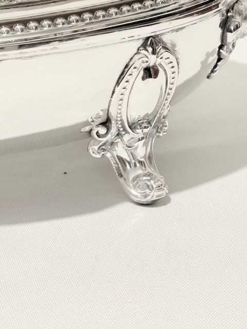 Handsome Antique Silver Plated Entree Dish on Warming Stand