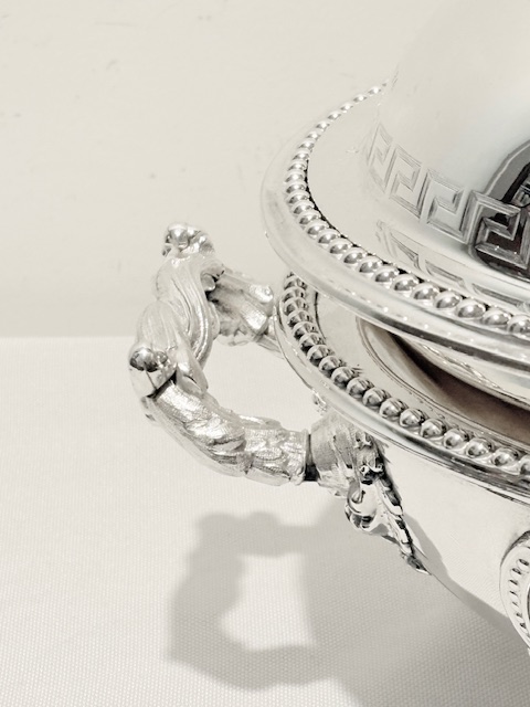 Handsome Antique Silver Plated Entree Dish on Warming Stand