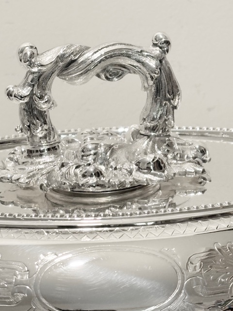 Handsome Antique Silver Plated Entree Dish on Warming Stand