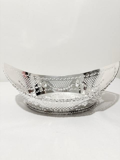 Antique Silver Plated Bread Roll Dish in a Boat Shape