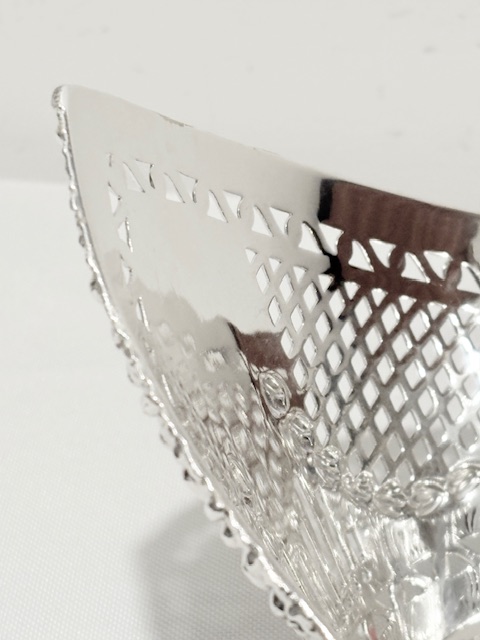 Antique Silver Plated Bread Roll Dish in a Boat Shape