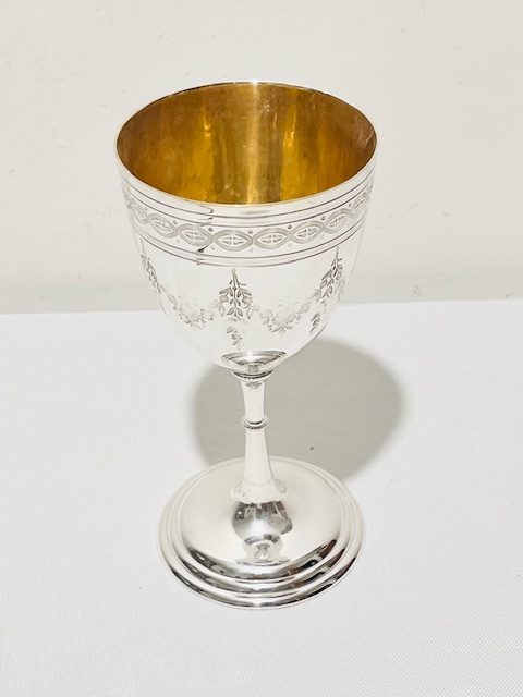 Antique Silver Plated Goblet on a Stepped Circular Base
