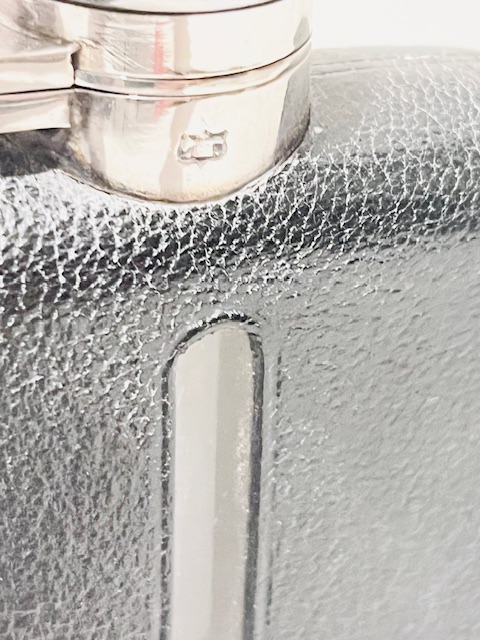Antique Silver Plated and Leather Bound Hip Flask