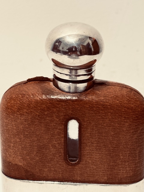 Vintage Silver Plated and Cow Hide Hip Flask