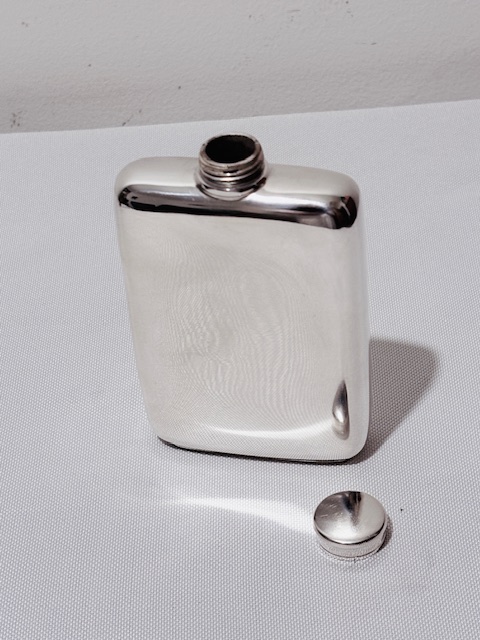 Antique Silver Plated Rectangular Hip Flask